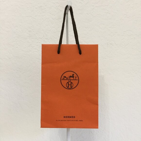 Hermes Small Shopping Bag 8.5" x 5.75 x 2.5" Orange Paper Authentic - Picture 7 of 15
